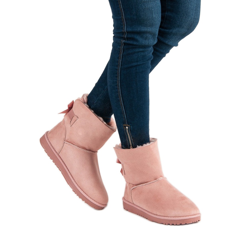 Queentina Mukluki rosa con lazo rosado 2