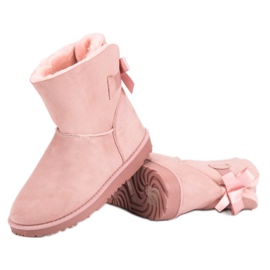 Queentina Mukluki rosa con lazo rosado 7