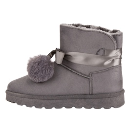 Mukluki gris con pompones 1