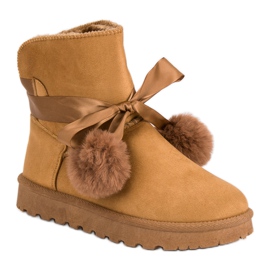Camel Mukluki con pompones marrón 4