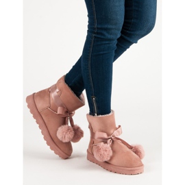 Mukluki rosa con pompones rosado 2