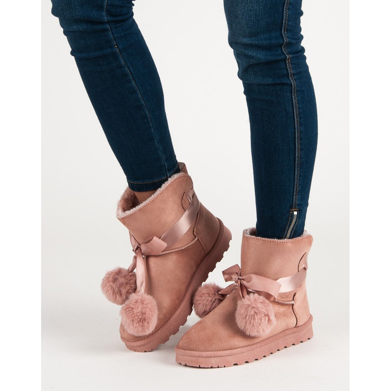 Mukluki rosa con pompones 1