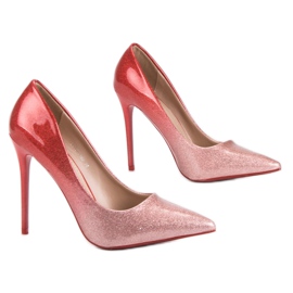 Small Swan Tacones altos lacados de moda rojo rosado 7