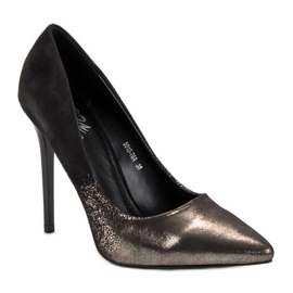 Small Swan Tacones altos sexy negro amarillo 4