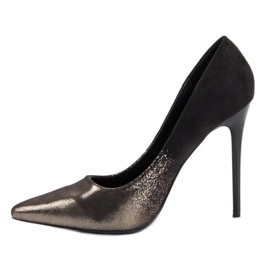 Small Swan Tacones altos sexy negro amarillo 5