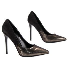 Small Swan Tacones altos sexy negro amarillo 7