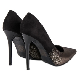 Small Swan Tacones altos sexy negro amarillo 6