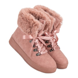 Botas de nieve rosa con piel rosado 6