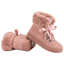 Botas de nieve rosa con piel rosado 5