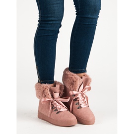 Botas de nieve rosa con piel 1