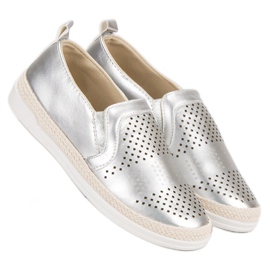 Zapatillas sin cordones caladas gris 3