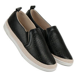 Zapatillas sin cordones caladas negro 4