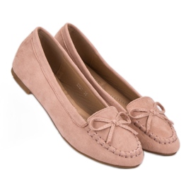 Small Swan Mocasines rosas con lazo rosado 5