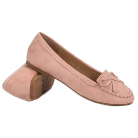 Small Swan Mocasines rosas con lazo rosado 4