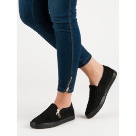 Sport Slipons de gamuza con cremallera negro 6