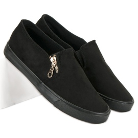 Sport Slipons de gamuza con cremallera negro 4