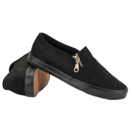 Sport Slipons de gamuza con cremallera negro 3