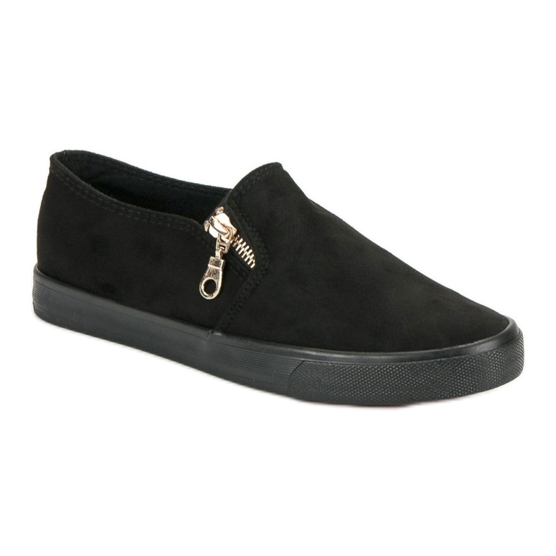 Sport Slipons de gamuza con cremallera negro 1