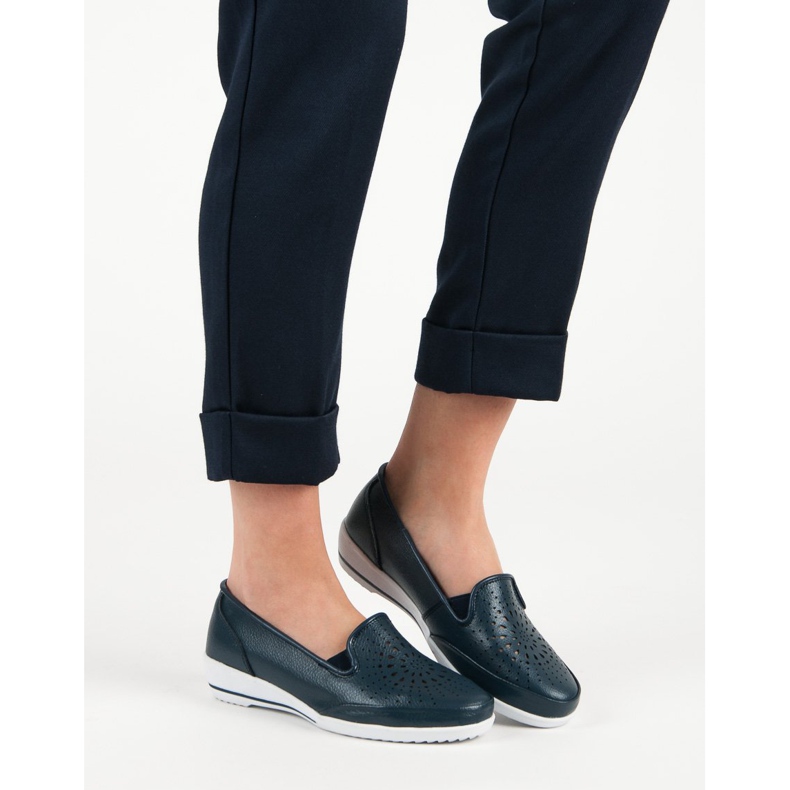 Zapatos calados de piel VINCEZA azul 2