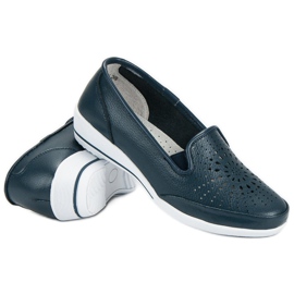 Zapatos calados de piel VINCEZA azul 5