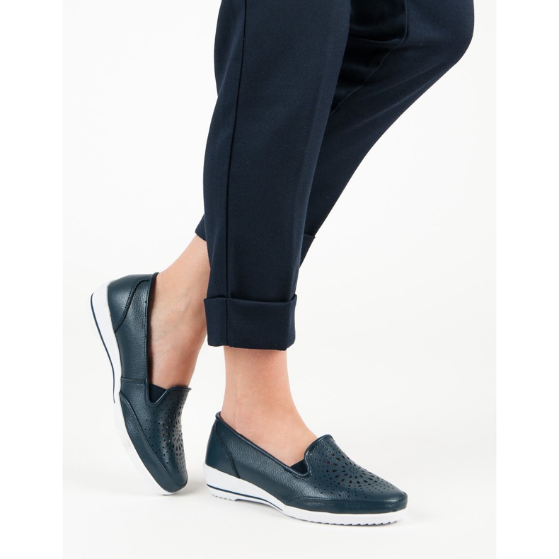 Zapatos calados de piel VINCEZA azul 1