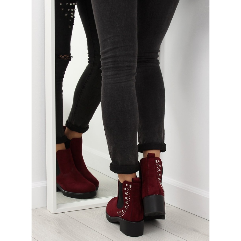 Botas Jodhpur con tachuelas granate Z175 Borgoña rojo 1