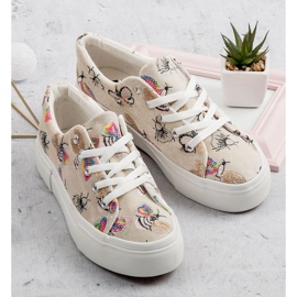 Kylie Zapatillas de terciopelo en la plataforma beige 7