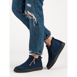 Zapatillas de gamuza sin cordones azul marino 1