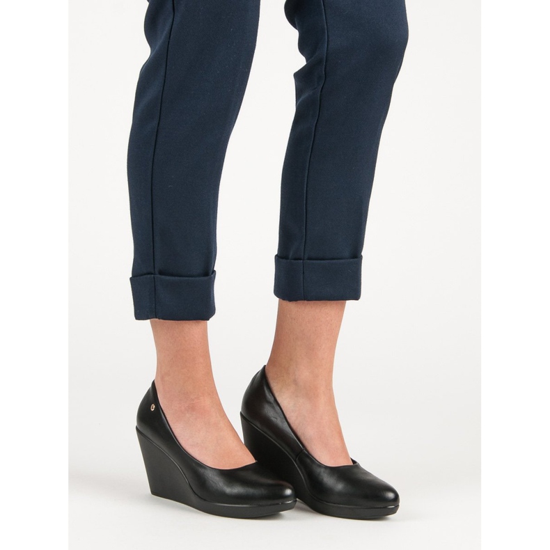 J. Star Bombas de cuña negras negro 1