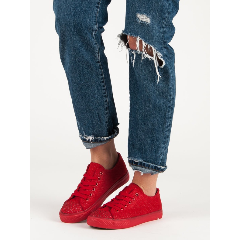 Sport Zapatillas rojas con cristales rojo 1