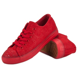 Sport Zapatillas rojas con cristales rojo 4