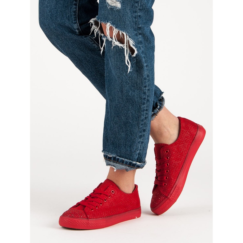 Sport Zapatillas rojas con cristales rojo 2