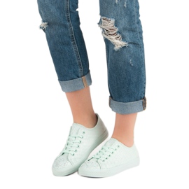 Sport Zapatillas de menta con cristales verde 1