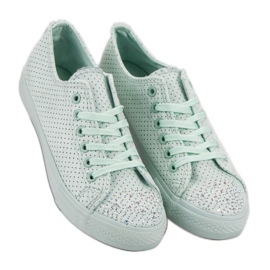 Sport Zapatillas de menta con cristales verde 3