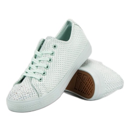 Sport Zapatillas de menta con cristales verde 4