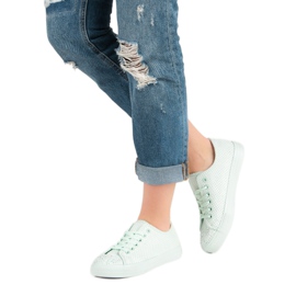 Sport Zapatillas de menta con cristales verde 2