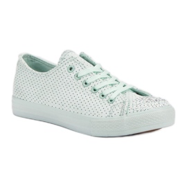 Sport Zapatillas de menta con cristales verde 5