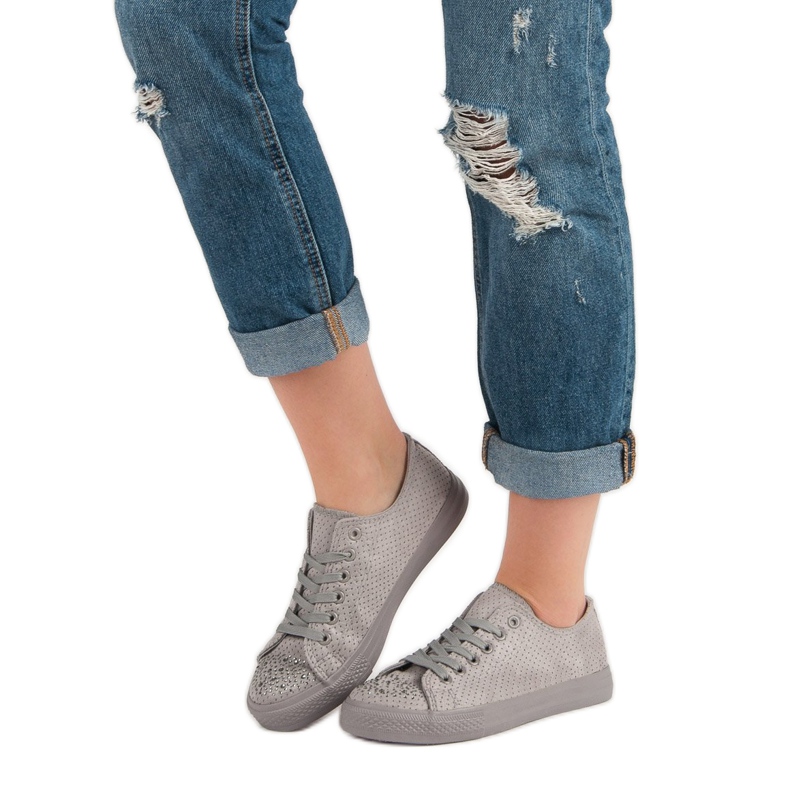 Sport Zapatillas grises con cristales 1