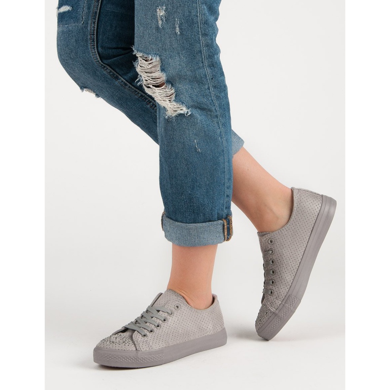 Sport Zapatillas grises con cristales 2