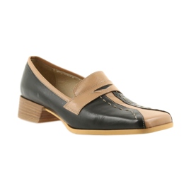 Sagan Los zapatos de cuero negro marrón 1
