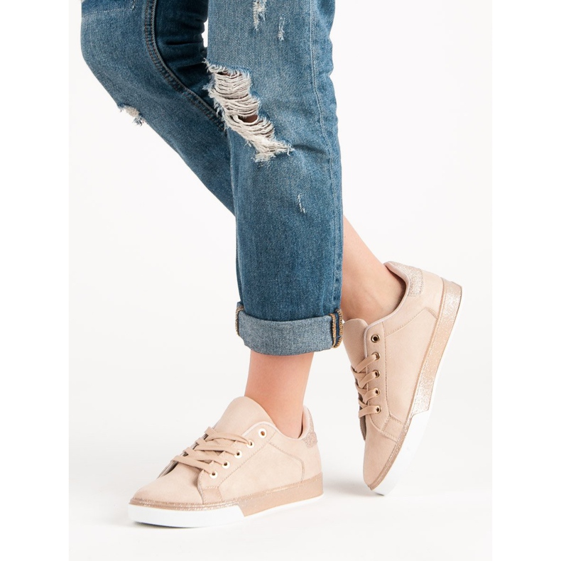 Anesia Paris Zapatillas deportivas en polvo con purpurina rosado 1