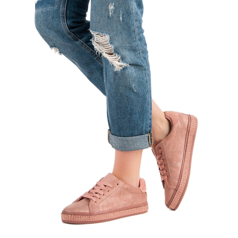 Calzado deportivo con cristales rosa 2