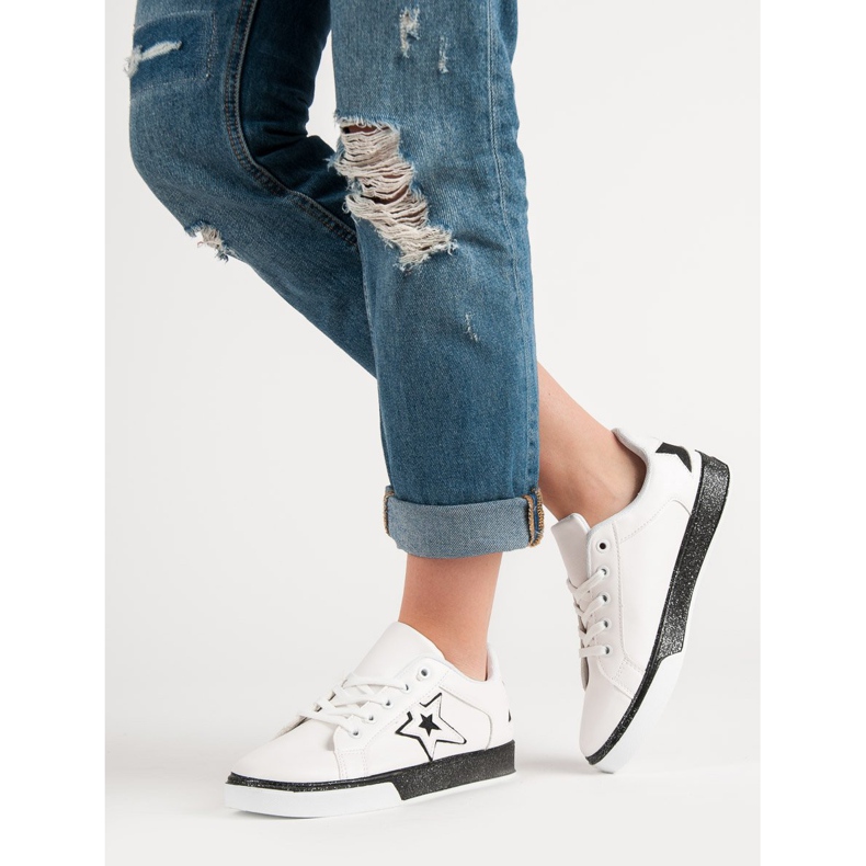 Calzado deportivo para mujer blanco negro 2