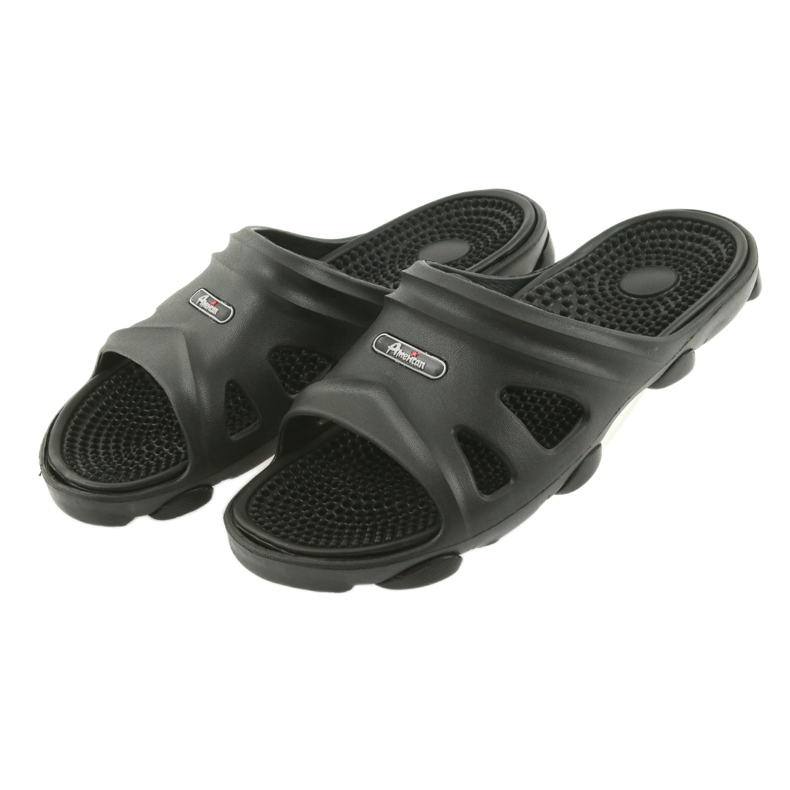 Pantuflas negras de piscina para hombre American Club negro 5