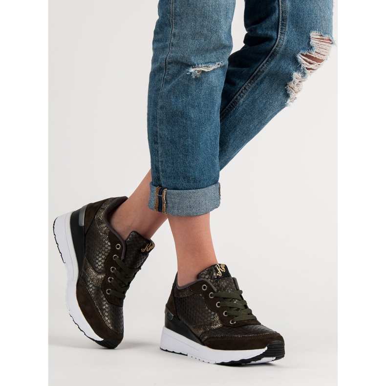 Kylie Zapatos de moda con patrón verde 1