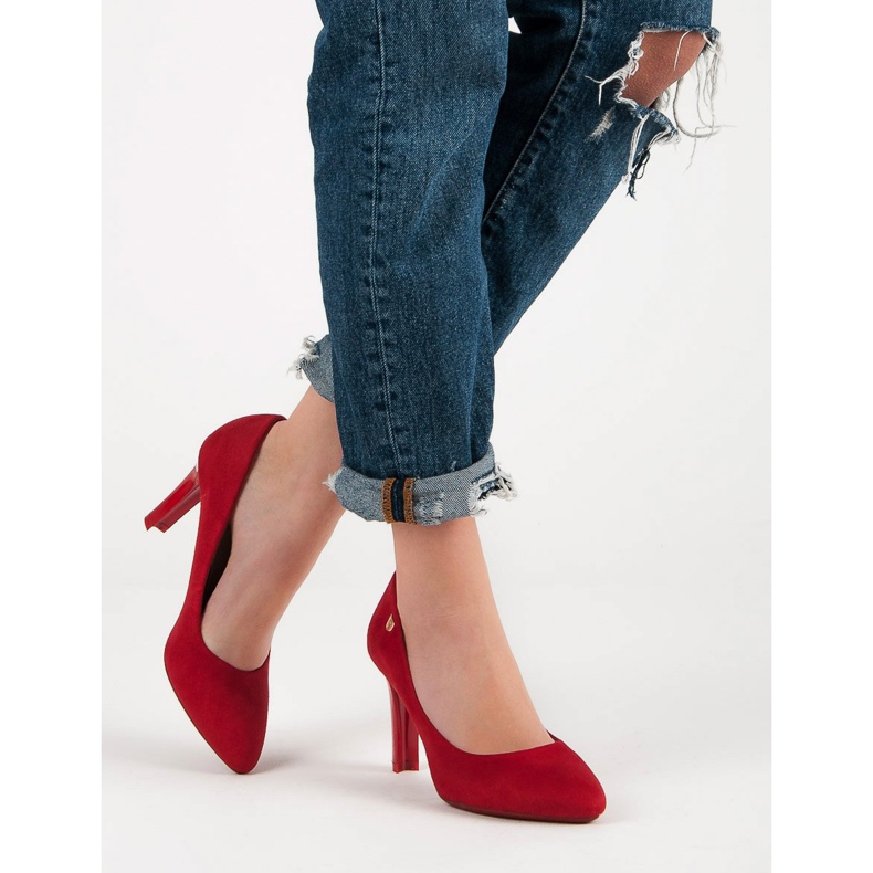Tacones de ante VINCEZA rojo 2