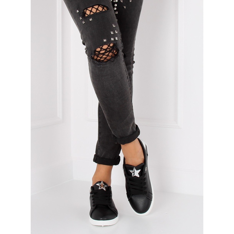 Zapatillas negras con una estrella A6213 Negro 2 Zapatillas negras con una estrella A6213 Negro 2