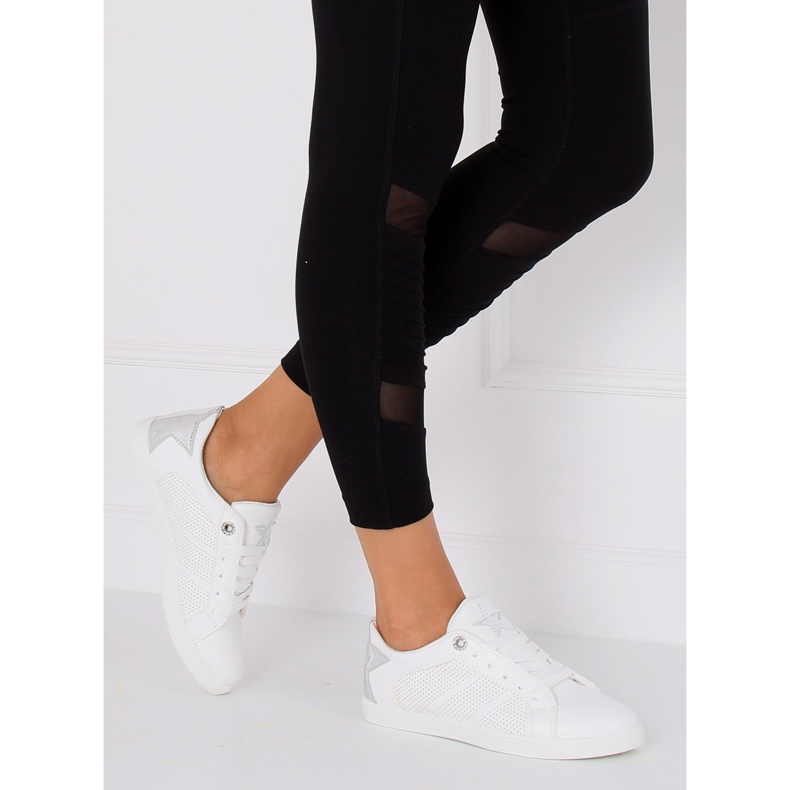 Deportivas blancas con estrella A6213 BLANCO / PLATA 1