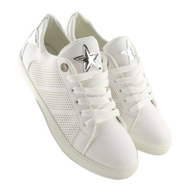 Deportivas blancas con estrella A6213 BLANCO / PLATA 5