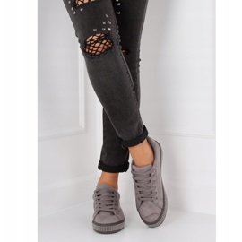 Gris BS098 Zapatillas grises con piedras 2